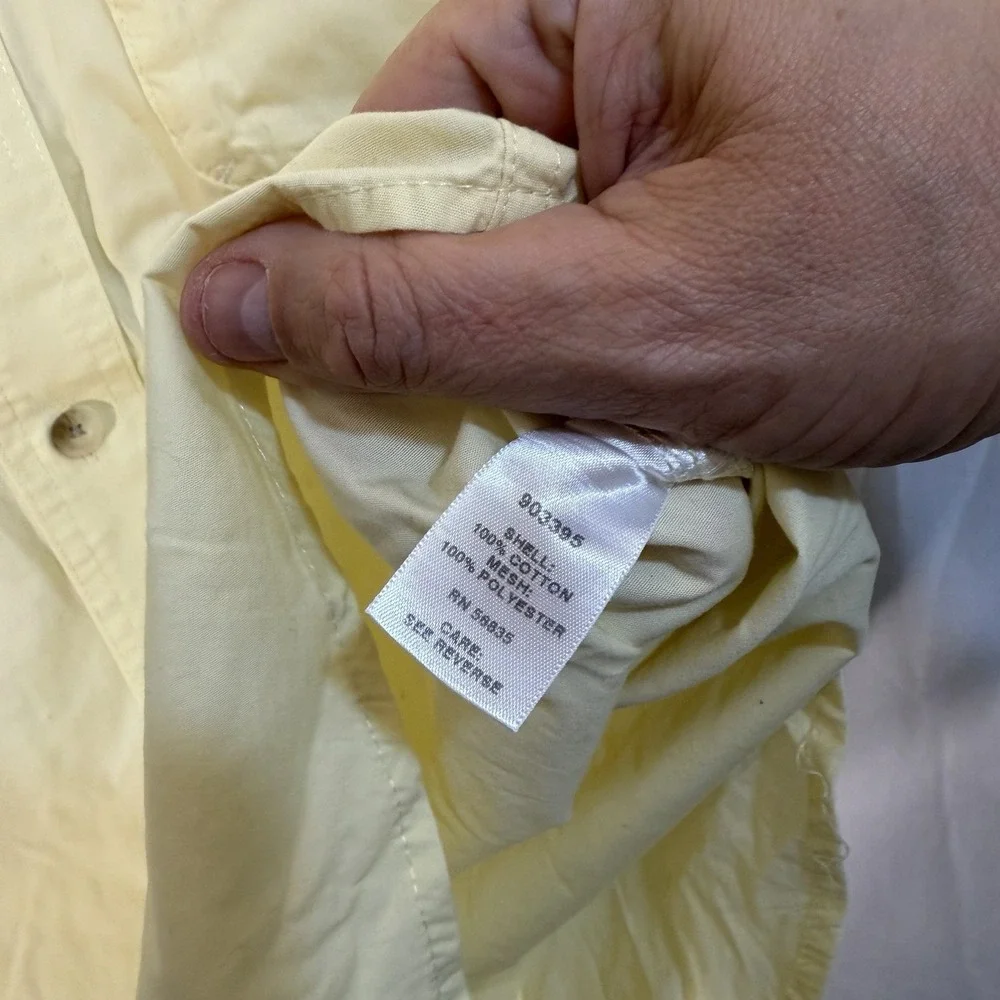 Cabelas‎ Mens Large Yellow Vented Short Sleeve Fishing Outdoor Hike Button Up